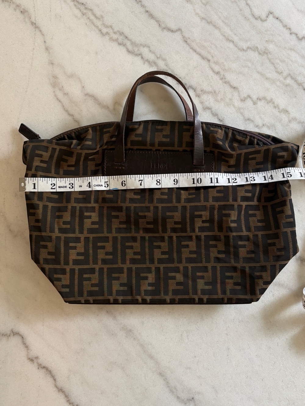 Vintage Fendi Brown Zucca FF Logo Tote Handbag Packable / Foldable - Picture 9 of 12